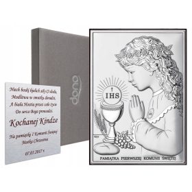    Quadro ricordo della Comunione Quo Vadis, cm 10x14,5, argento