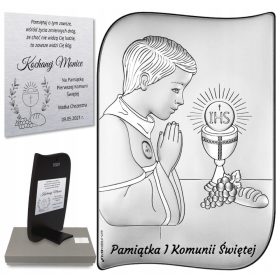    Quadro in argento Ricordo della Prima Comunione per ragazzo con incisione