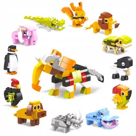    Costruzioni ANIMALI costruzione cane leone elefante SET 12 pezzi