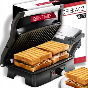    Contact, panini, pieghevole, grill elettrico tradizionale INTMIX Grill Tostapane Tostapane 3in1 Elettrico nero 2400 W