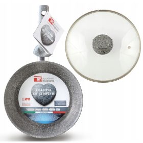   Padella Induzione 30 cm con Coperchio e Rivestimento Titanio Pietra - Di Pietra Accademia Mugnano
