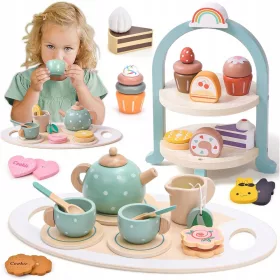   SERVIZIO DA TÈ IN LEGNO PASTICCERIA SERVIZIO CAFFÈ GIOCO ACCESSORI FIL