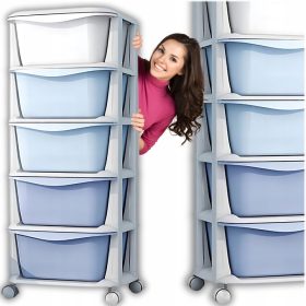    CONTENITORE IN PLASTICA RIPIANO CESTINO PER GIOCATTOLI CASSETTI MOBILI 5 RIPIANI ORGANIZZATORE