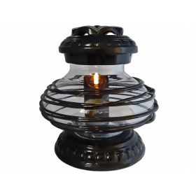    CANDELA CANDELE LANTERNA PER TOMBA CERAMICA UFO TRECCIA NERA + CANDELA LED NERA