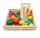  FRUTTA VERDURA IN LEGNO DA TAGLIO + SCATOLA E POSATE PER BAMBINO