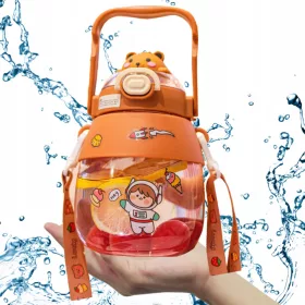    Bottiglia d'acqua con tazza per bambini a scuola, asilo, orsacchiotto, 950 ml