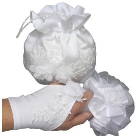    Borsa per la comunione. Borsa per comunione decorata in 3D. Insieme di comunione.