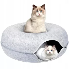    Cuccia rotonda per gatti in due pezzi, tunnel a ciambella, 50 x 50 cm