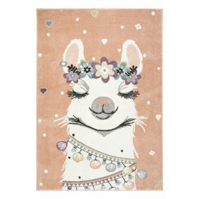  140x190 cm TAPPETO PER RAGAZZA LAMA ROSA CREMA