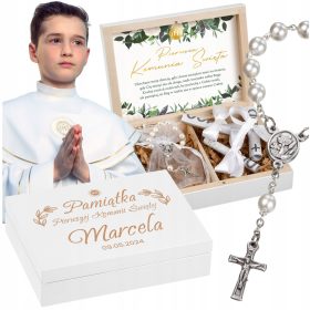    REGALO DI COMUNIONE PER UN RAGAZZO ROSARIO INCISO SOUVENIRE DELLA SANTA COMUNIONE