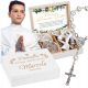  REGALO DI COMUNIONE PER UN RAGAZZO ROSARIO INCISO SOUVENIRE DELLA SANTA COMUNIONE