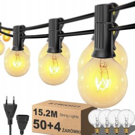    GHIRLANDA LUCI DA GIARDINO PATIO TERRAZZO 15M 50+4PZ PER BALCONE LUCE LUNGA