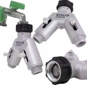    DISTRIBUTORE ACQUA DOPPIO FAP CON VALVOLE PER TUBO GIARDINO ALLUMINIO 3/4"