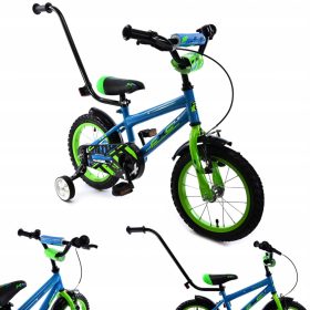    Bicicletta da bambino Midex PER RAGAZZI E RAGAZZE CON RUOTE LATERALI GUIDA Ruota da 14" blu