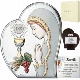    Regalo Prima Comunione Quadro Argento Ragazza OSPITANTE Ricordo + TESTO