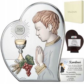    Immagine Regalo Comunione Argento Ragazzo OSPITE Ricordo Comunione + TESTO