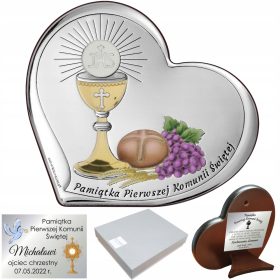    Immagine regalo Santa Comunione Argento OSPITE Ricordo Santa Comunione + TESTO
