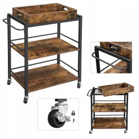    Carrello da cucina Vasagle LRC72X 65 x 40 x 86 cm marrone-nero