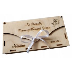    Busta salvadanaio Regalo COMUNIONE Ricordo con incisione a cuore