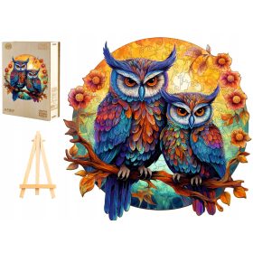    PUZZLE IN LEGNO GRANDE 300 PEZZI FAMIGLIA DI GUFI IN SCATOLA DI LEGNO