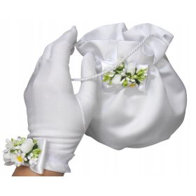    Guanti da comunione. Guanti da comunione + borsetta e braccialetto Per alba