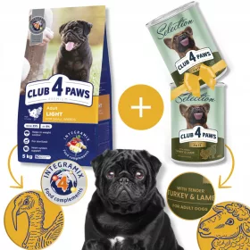    CLUB 4 PAWS alimento secco per cani di taglia piccola in sovrappeso Light 5 kg + OMAGGIO