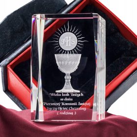    CRISTALLO 3D # Accattivante CORNICE in vetro con immagine 3D della PRIMA COMUNIONE.