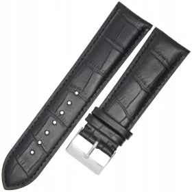    TEKLA K10 - Coccodrillo - 24 mm - Nero - Cinturino per orologio in pelle