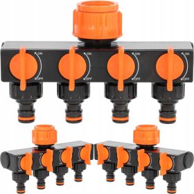    DISTRIBUTORE ACQUA DA GIARDINO A 4 VIE SU NASTRO PER TUBO DA GIARDINO CON VALVOLE
