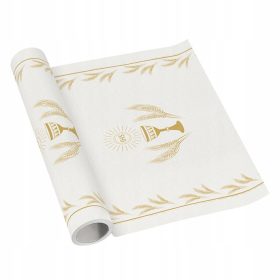    Runner da tavola per comunione Runner da tavola per comunione IHS Runner da tavola con ornamento dorato - 500 cm