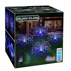    4x LAMPADA SOLARE DA GIARDINO CON fuochi d'artificio a distanza di tarassaco albero 480LED