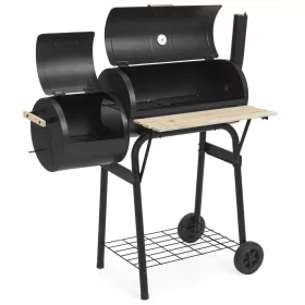    Barbecue a carbone da giardino con affumicatore 2 in 1, ripiano per barbecue portatile, termometro nero