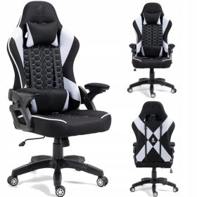  Sedia da gaming KRAKEN Feyton, tessuto bianco e nero