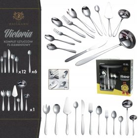  Set di Posate Victoria per 12 Persone, 72 Pezzi in Acciaio Inox con Valigetta - Karl Hausmann