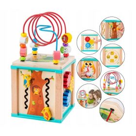    CUBO EDUCATIVO INTERATTIVO SEPARATORE IN LEGNO PER BAMBINI 5 IN 1 ANIMALI