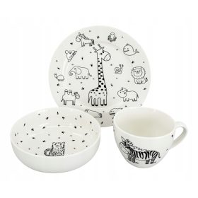  Set da tavola per bambini Fine ZOO (piatto, ciotola, tazza)