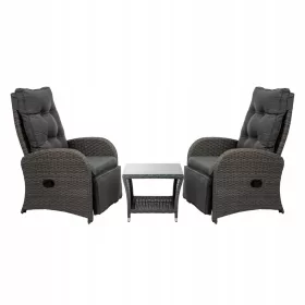  SEDIA DA GIARDINO, SET REGOLABILE IN RATTAN