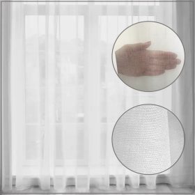    Tenda bianca già pronta con nastro alamaro, voile sotto lino 300x250 Tende per il soggiorno