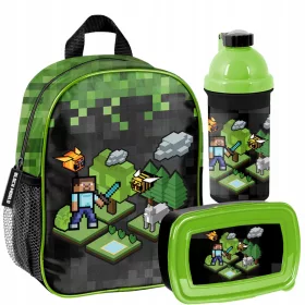    Zaino asilo Minecraft Paso monoscomparto per ragazzi, nero, Sfumature di verde, Multicolor + 2 altri prodotti