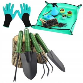    SET ATTREZZI DA GIARDINAGGIO 6 pz. + Rivestimento in tessuto opaco 50 x 50 cm