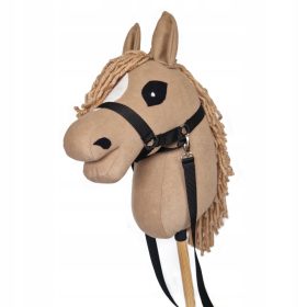    HOBBY HORSE CAVALLO SU BASTONE - MARRONE / ROSSO - A4 / A3 - CON PETTORINA