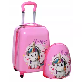  SET BAMBINO VALIGIA UNICORNO ZAINO A 4 RUOTE