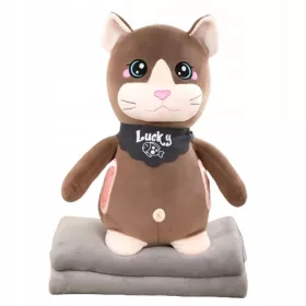  Mascotte GRANDE CUSCINO 3 IN 1 CON COPERTA, GATTO PELUCHE