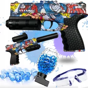    GEL BB GUN FUCILE CARICA BATTERIE AUTOMATICO SICURO + Pop it - Push Pop Bubble - Tappetino sensoriale Tęczow