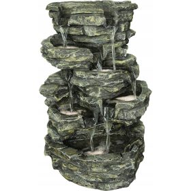  FONTANA DA GIARDINO A CASCATA CON 4 LUCI LED 81cm