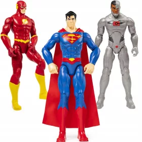    SUPERMAN FLASH CYBORG SET DI 3 FIGURINE MOBILI DC COMICS GRANDI 30 CM