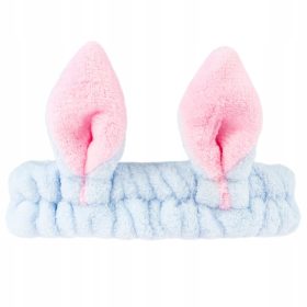  FASCIA COSMETICA PER CAPELLI ORECCHIE DI CONIGLIO, GRIGIA