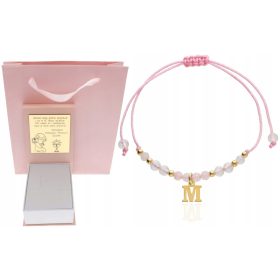    Bracciale con la lettera pietre naturali COMUNIONE 4 colori INCISIONE