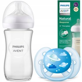    Philips Avent Natural SCY933/01 biberon 240 ml + Succhietto ortodontico in silicone Philips Avent 6 m +
