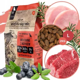    Wiejska Zagroda Cibo secco per cani MANZO TACCHINO VERDURE Razze grandi L 2kg